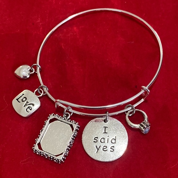 I Said Yes Engagement Charm Bracelet Photo Frame Charm - Picture 2 of 7